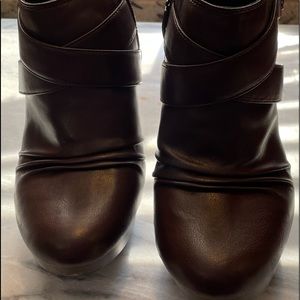 Guess Brown Leather Ankle Booties